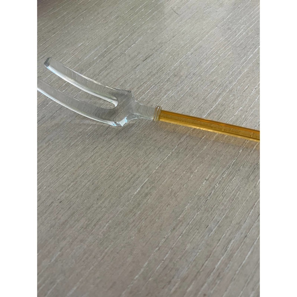 Vintage Art Deco MOSER Amber Glass Serving Fork Czechoslovakia 1930s